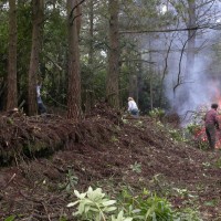 simon Ford Clearing rhodo with volunteers Clouds Hill 1013